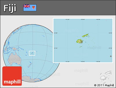 Physical Location Map of Fiji, gray outside