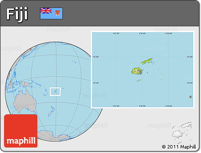 Physical Location Map of Fiji, gray outside
