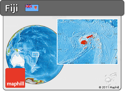 Physical Location Map of Fiji, highlighted continent