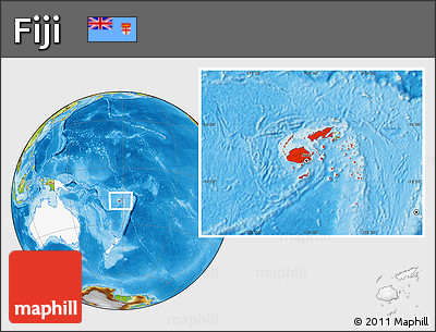 Physical Location Map of Fiji, highlighted continent