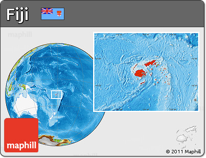 Physical Location Map of Fiji, highlighted continent