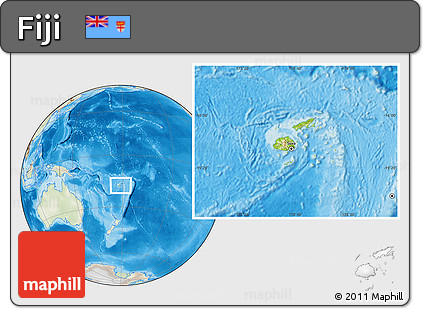 Physical Location Map of Fiji, lighten, land only