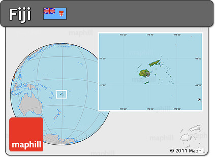 Satellite Location Map of Fiji, gray outside