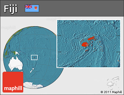 Satellite Location Map of Fiji, highlighted continent