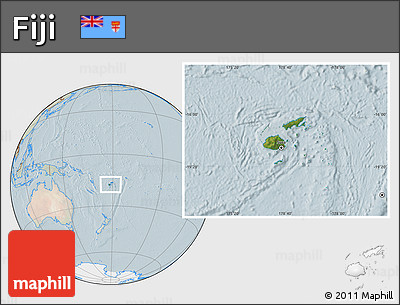 Satellite Location Map of Fiji, lighten