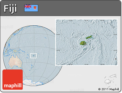Satellite Location Map of Fiji, lighten