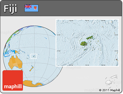 Satellite Location Map of Fiji, political outside