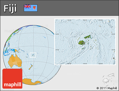 Satellite Location Map of Fiji, political outside