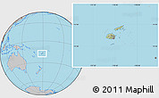 Savanna Style Location Map of Fiji, gray outside, hill shading inside