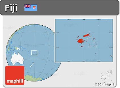 Savanna Style Location Map of Fiji, highlighted continent