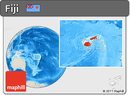 Shaded Relief Location Map of Fiji