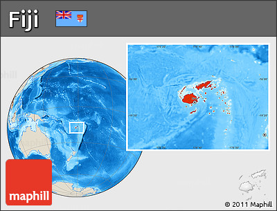 Shaded Relief Location Map of Fiji