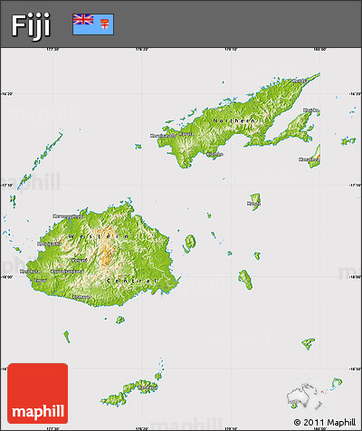 Physical Map of Fiji, cropped outside