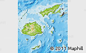Physical Map of Fiji, darken, desaturated, land only