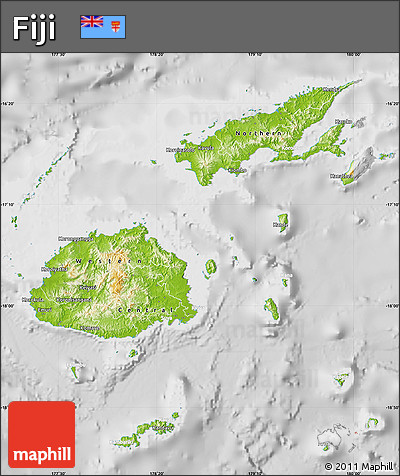 Physical Map of Fiji, lighten, desaturated
