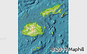 Physical Map of Fiji, satellite outside