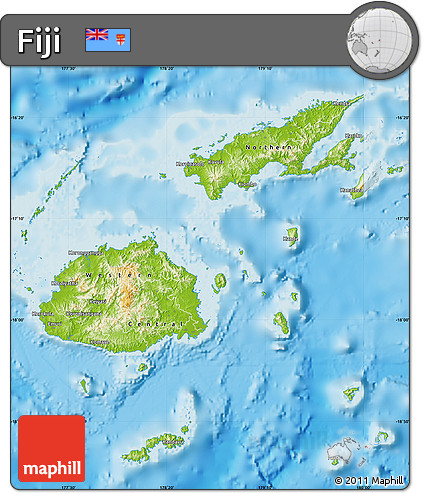 Physical Map of Fiji, single color outside