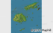 Satellite Map of Fiji, darken, desaturated, land only