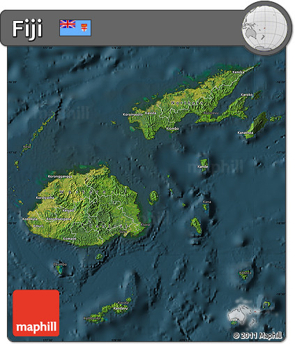 Satellite Map of Fiji, darken