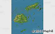 Satellite Map of Fiji, darken, semi-desaturated, land only