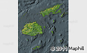 Satellite Map of Fiji, darken, semi-desaturated