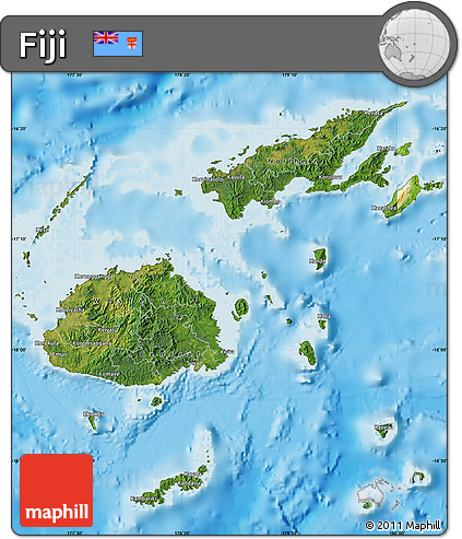 Satellite Map of Fiji, physical outside