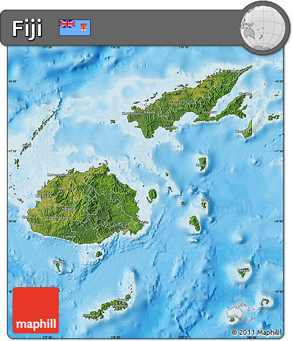 Satellite Map of Fiji, political outside