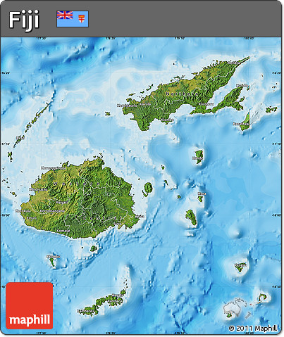 Satellite Map of Fiji, political outside