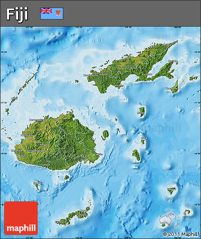 Satellite Map of Fiji, political outside
