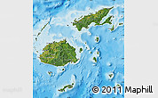 Satellite Map of Fiji, political shades outside