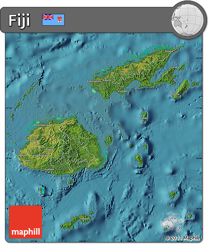 Satellite Map of Fiji, single color outside