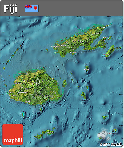 Satellite Map of Fiji, single color outside