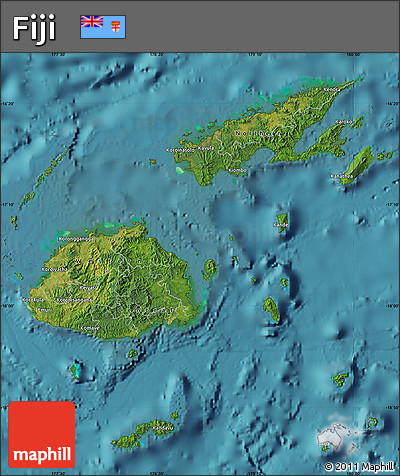 Satellite Map of Fiji, single color outside