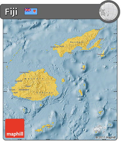 Savanna Style Map of Fiji, single color outside