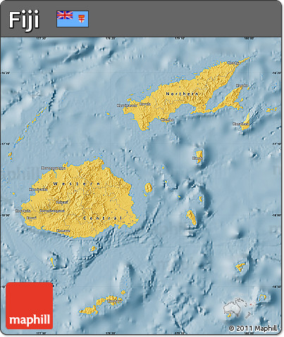 Savanna Style Map of Fiji, single color outside