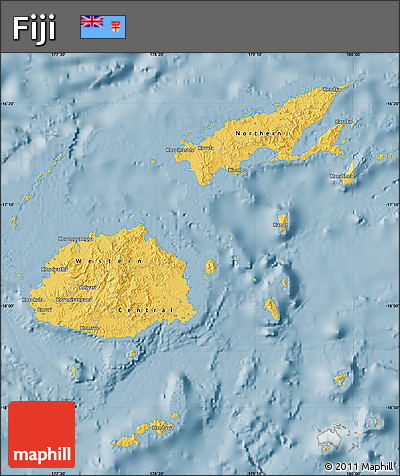 Savanna Style Map of Fiji, single color outside