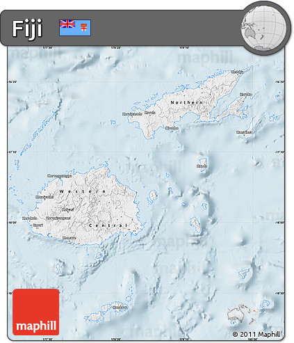 Silver Style Map of Fiji, single color outside