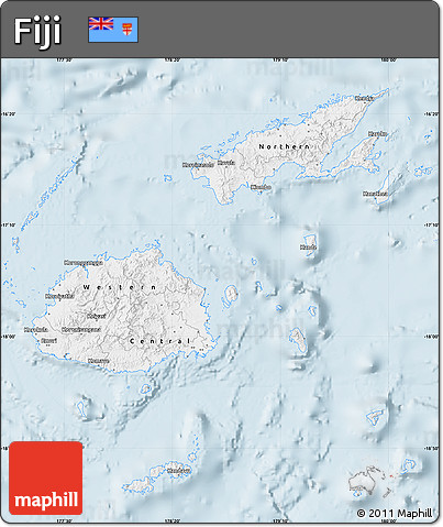 Silver Style Map of Fiji, single color outside