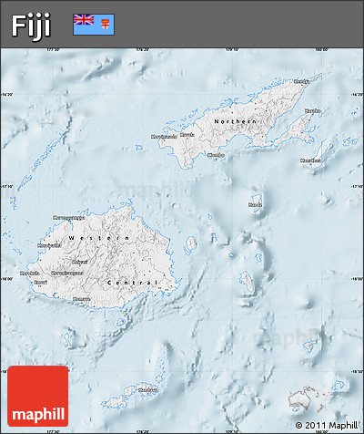 Silver Style Map of Fiji, single color outside