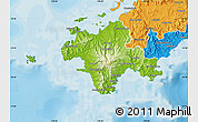 Physical Map of Bua, political outside