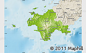 Physical Map of Bua, shaded relief outside