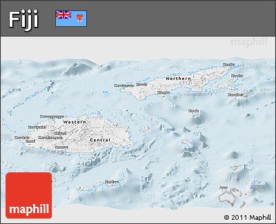 Gray Panoramic Map of Fiji, single color outside