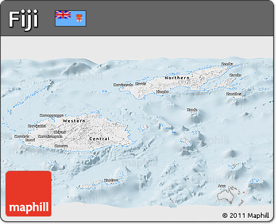 Gray Panoramic Map of Fiji, single color outside