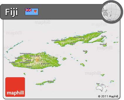 Physical Panoramic Map of Fiji, cropped outside