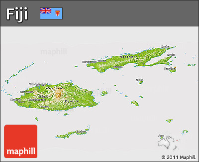 Physical Panoramic Map of Fiji, cropped outside