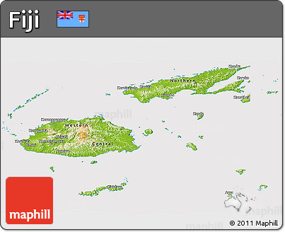 Physical Panoramic Map of Fiji, cropped outside