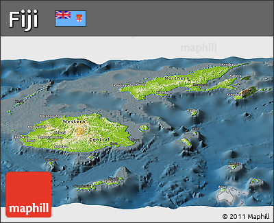 Physical Panoramic Map of Fiji, darken