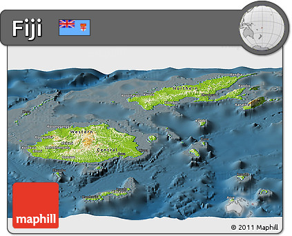 Physical Panoramic Map of Fiji, darken