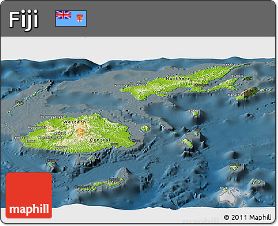 Physical Panoramic Map of Fiji, darken