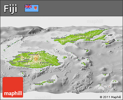 Physical Panoramic Map of Fiji, desaturated